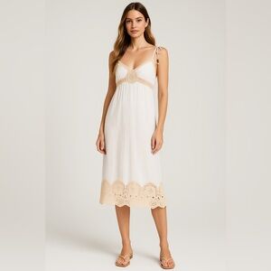 kookai ivory gauze Cream Lace Trim Slip Dress